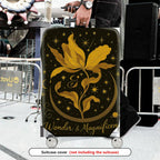 1-Piece Golden Floral Starry Night Wonder Magnificence Cosmic  Suitcase Luggage Cover, Stretch Protective Sleeve
