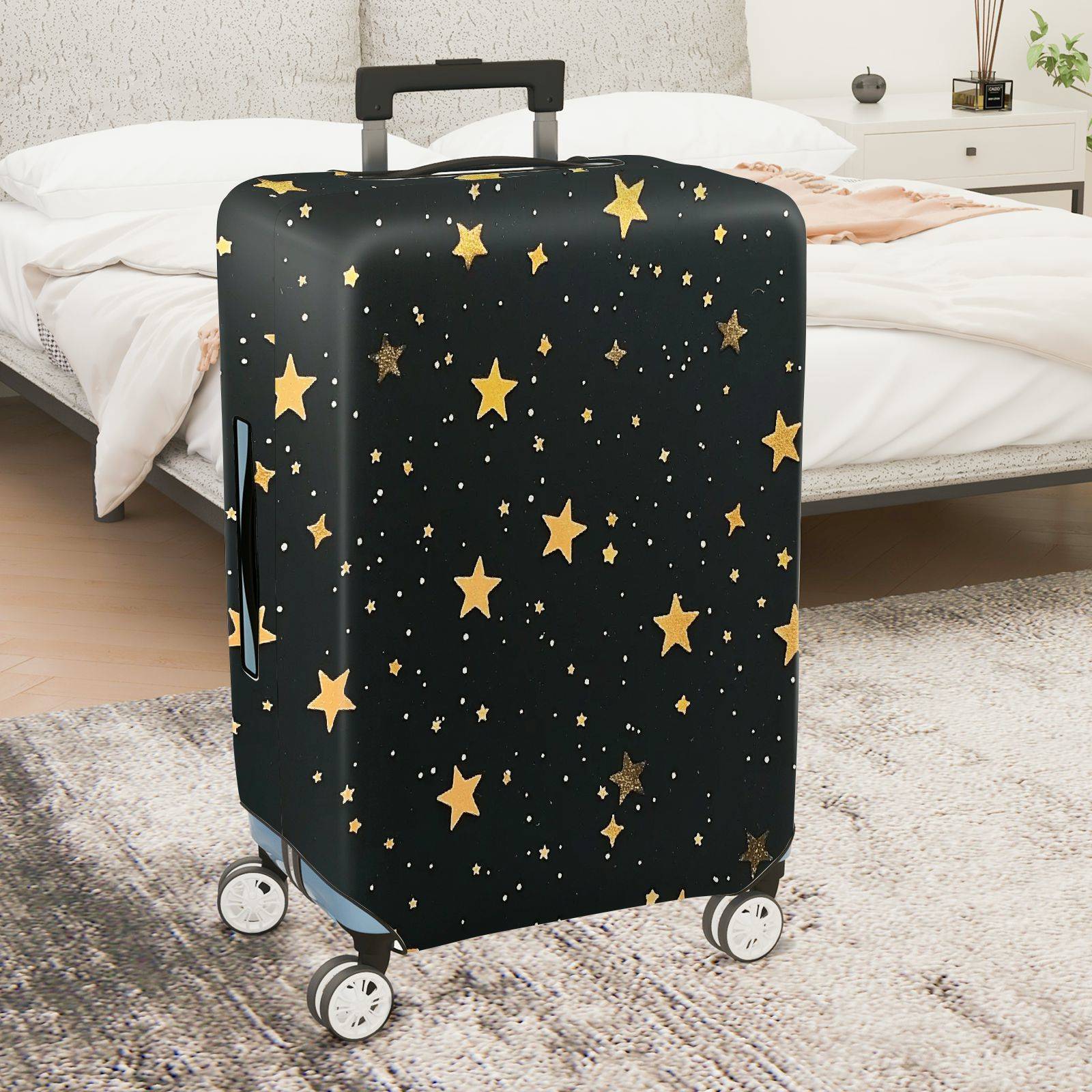 1-Piece Starry Night Golden Stars Constellation Celestial Cosmic  Suitcase Luggage Cover, Stretch Protective Sleeve