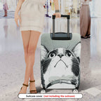 1-Piece Cute Cat Print Artistic Monochrome Stylish Graphic Unique  Suitcase Luggage Cover, Stretch Protective Sleeve