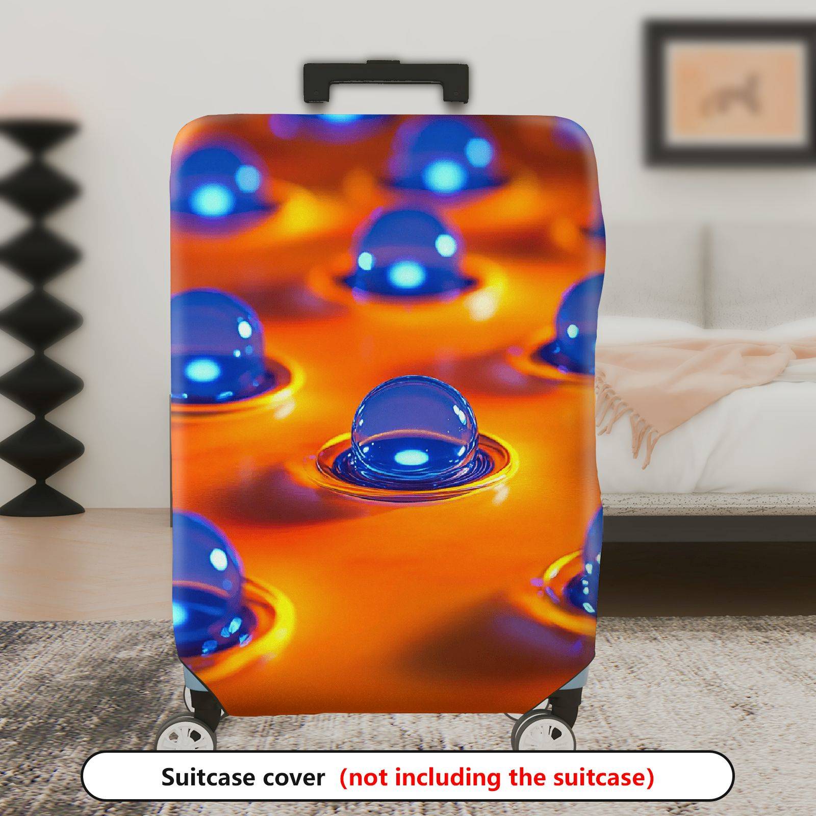 1-Piece Abstract Bubble Orange Blue Modern Artistic Colorful  Suitcase Luggage Cover, Stretch Protective Sleeve