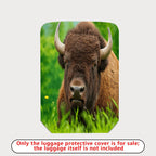1-Piece Animal Wildlife Nature Green Buffalo Grass  Suitcase Luggage Cover, Stretch Protective Sleeve