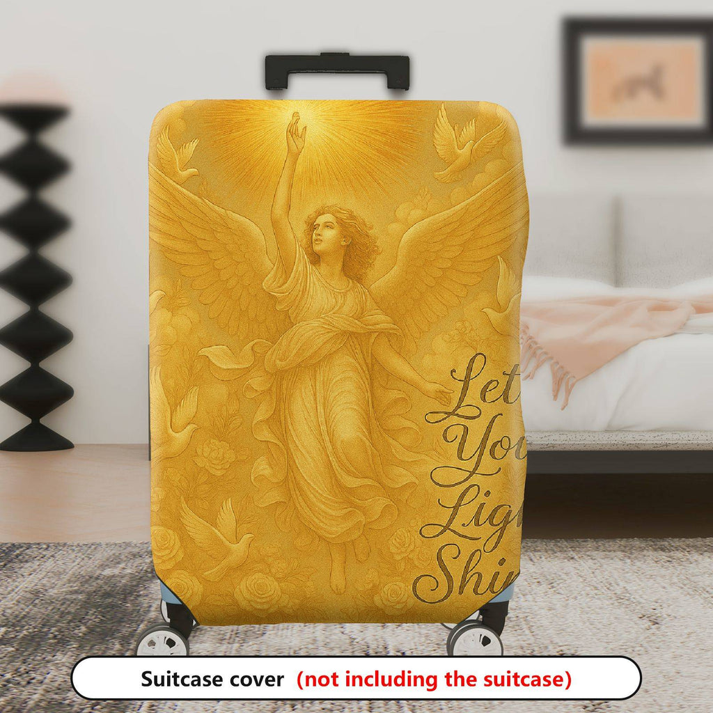1-Piece Angel Wings Golden Pattern Inspirational Quote Luggage  Suitcase Luggage Cover, Stretch Protective Sleeve