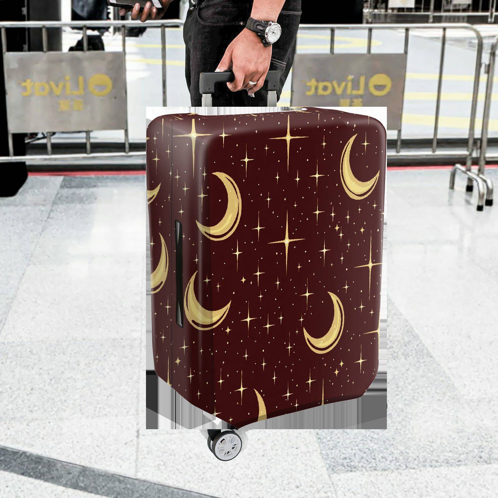 1-Piece Crescent Moon Starry Night Cosmic Space Astronomy  Suitcase Luggage Cover, Stretch Protective Sleeve