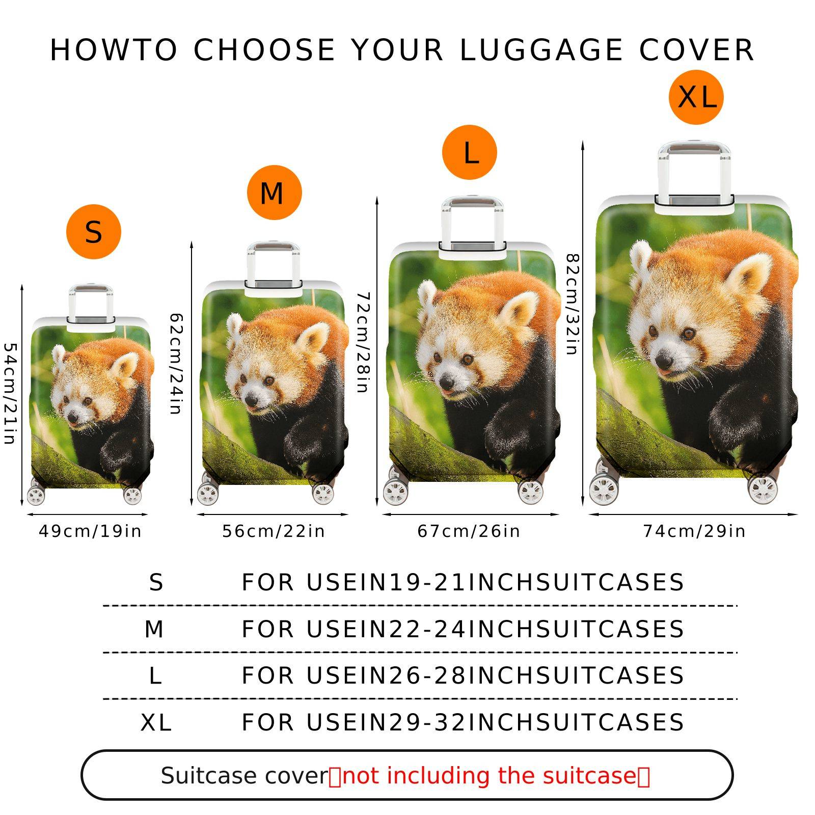 1-Piece Animal Forest Wildlife Nature Travel Red Panda  Suitcase Luggage Cover, Stretch Protective Sleeve