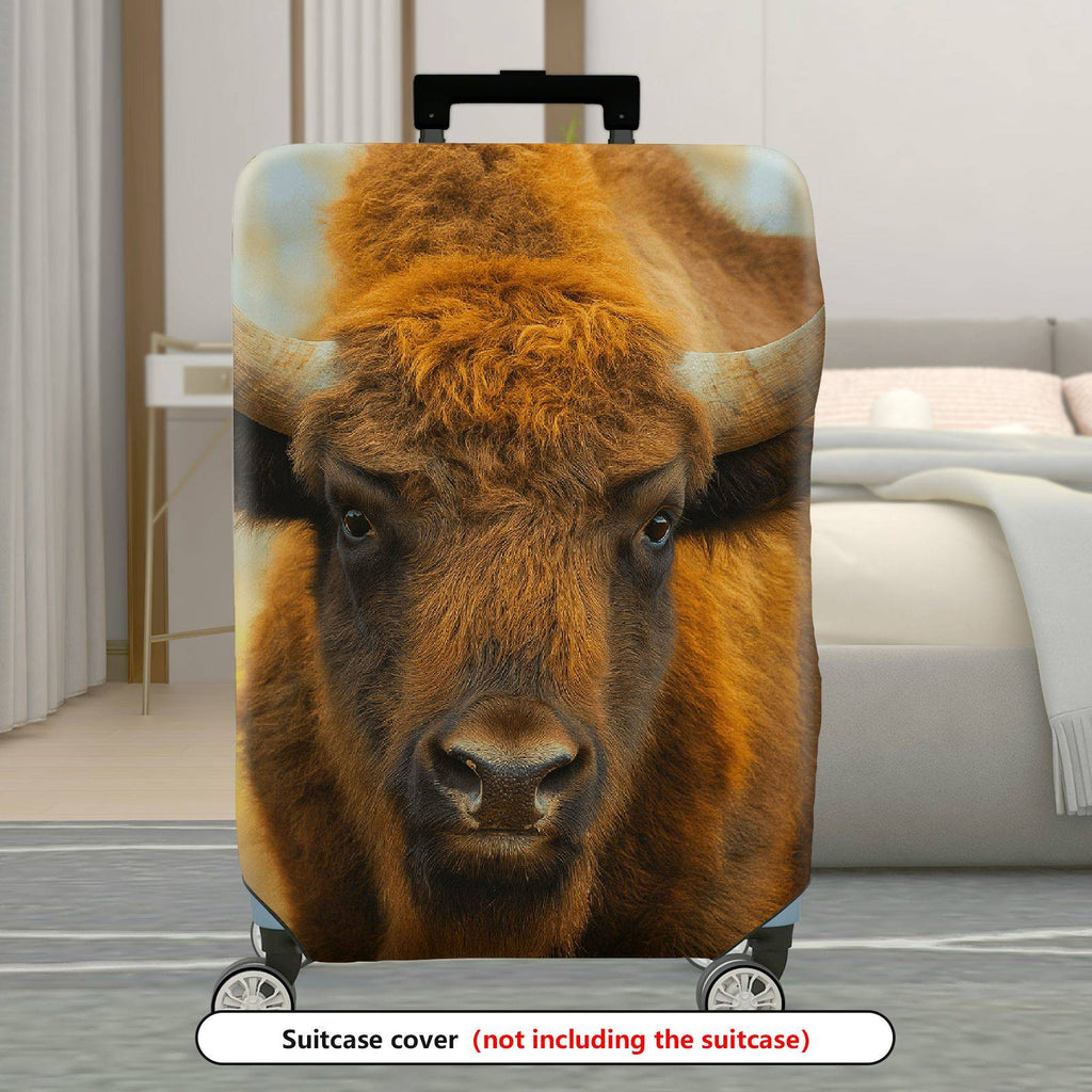 1-Piece Animal Rustic Nature Wildlife Buffalo  Suitcase Luggage Cover, Stretch Protective Sleeve