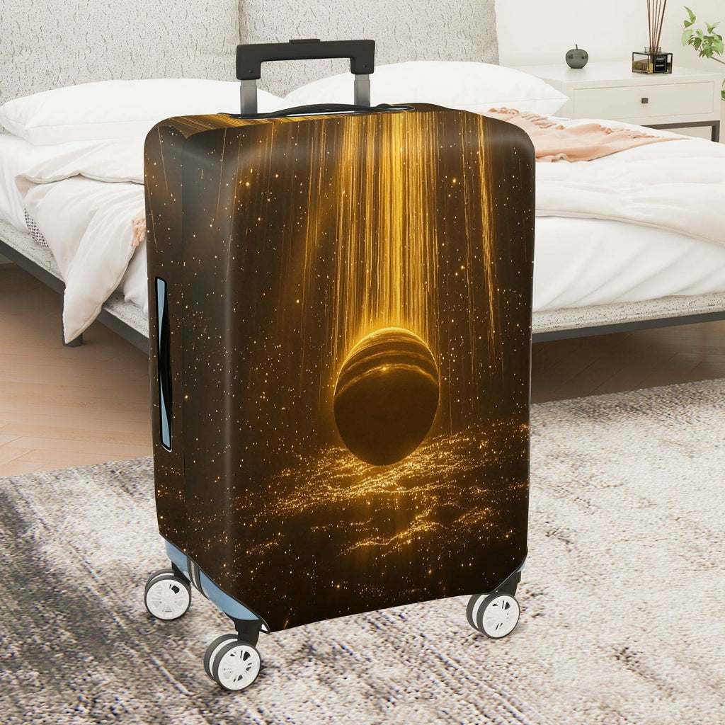 1-Piece Cosmic Galaxy Starry Golden Planet Nebula Traveler  Suitcase Luggage Cover, Stretch Protective Sleeve