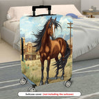 1-Piece Horse Western Countryside Vintage Scenery Artistic  Suitcase Luggage Cover, Stretch Protective Sleeve