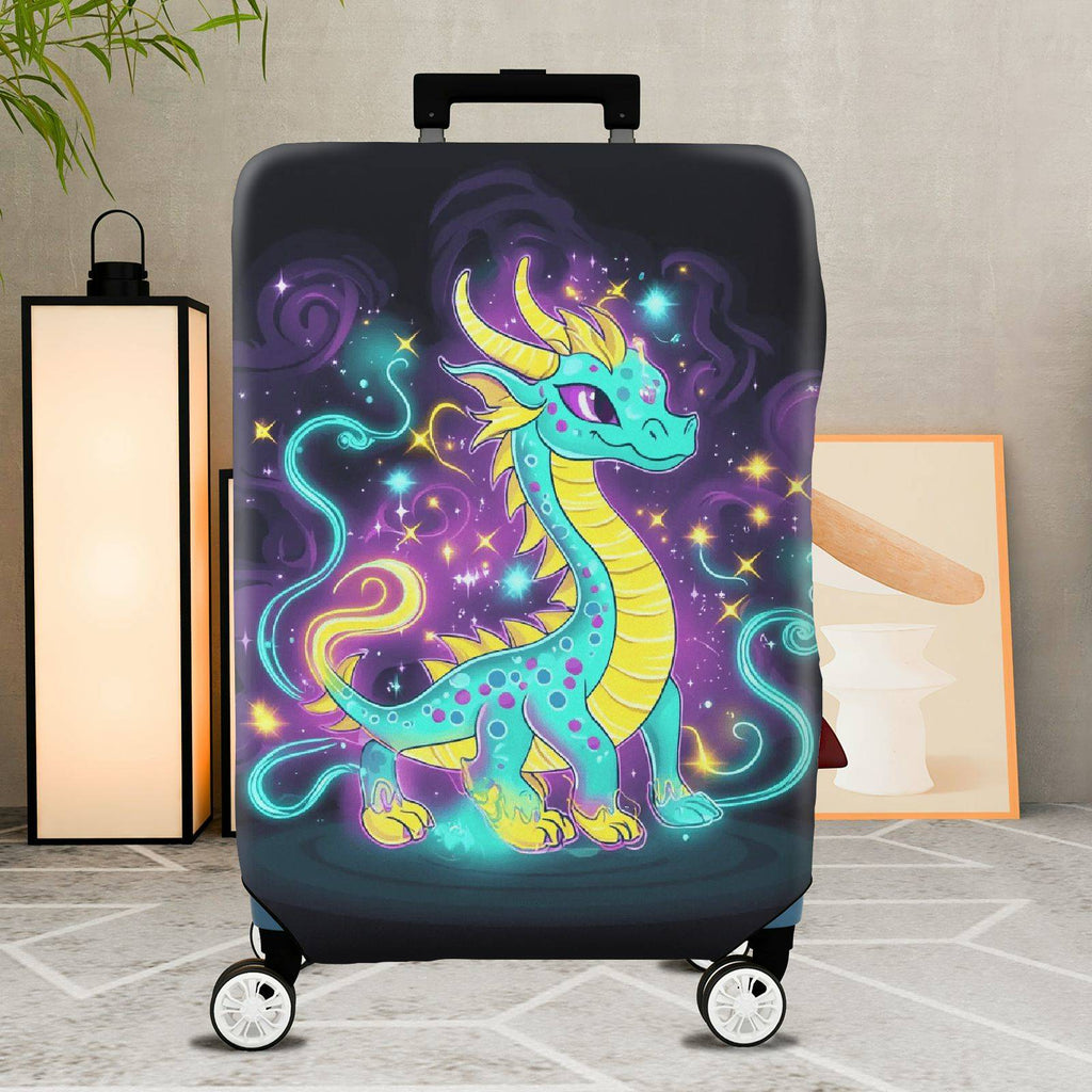1-Piece Fantasy Dragon Starry Night Cosmic Colorful Magical  Suitcase Luggage Cover, Stretch Protective Sleeve