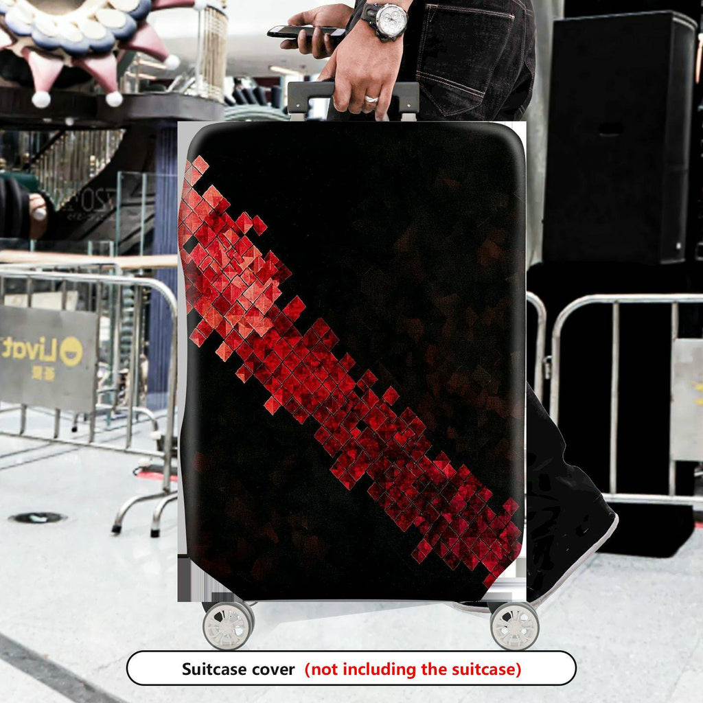 1-Piece Geometric Red Black Abstract Modern Stylish  Suitcase Luggage Cover, Stretch Protective Sleeve