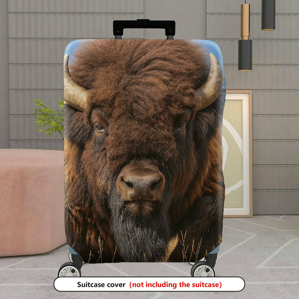 1-Piece Animal Wildlife Nature Scenery Western Landscape Buffalo  Suitcase Luggage Cover, Stretch Protective Sleeve