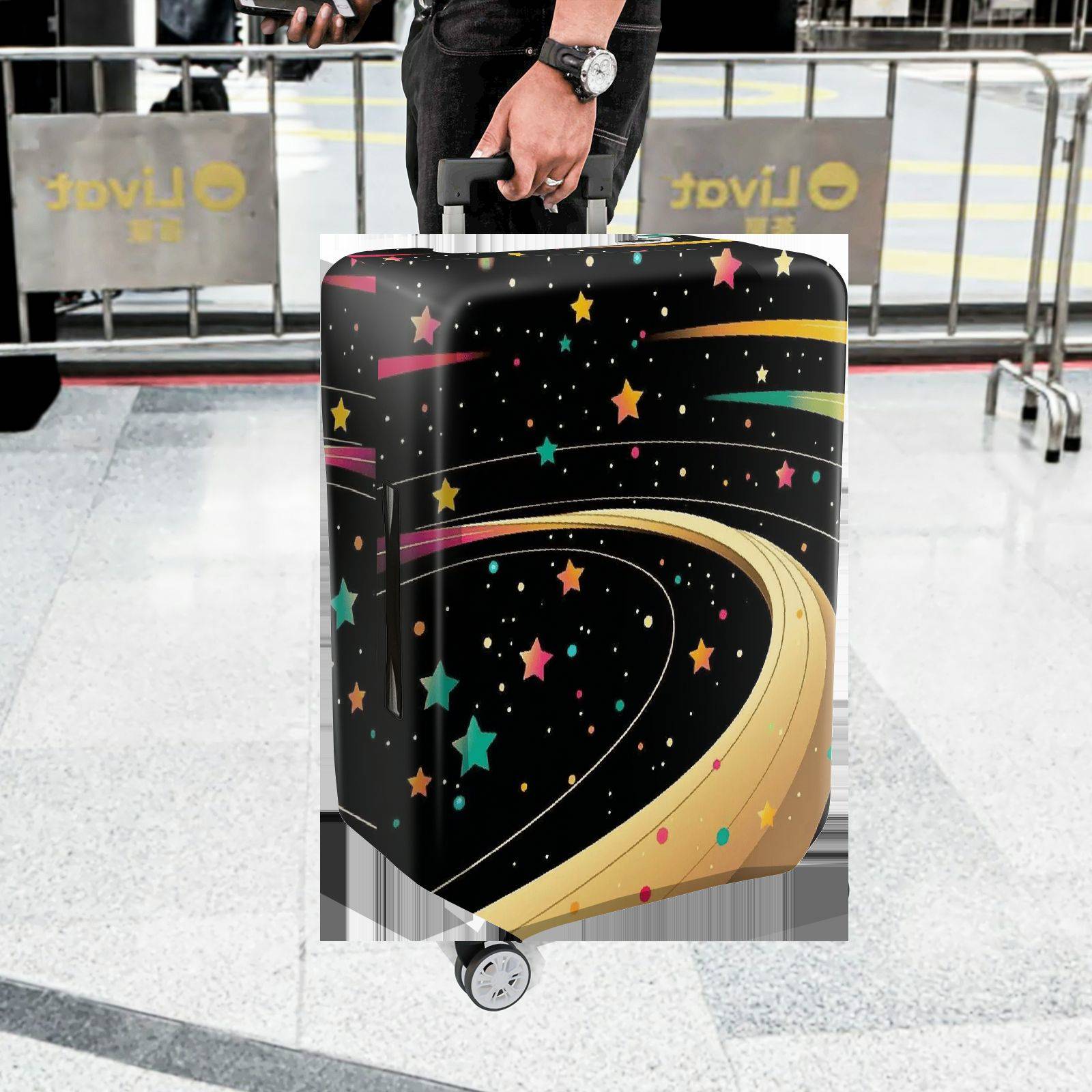 1-Piece Starry Night Cosmic Galaxy Outer Space Traveling  Suitcase Luggage Cover, Stretch Protective Sleeve