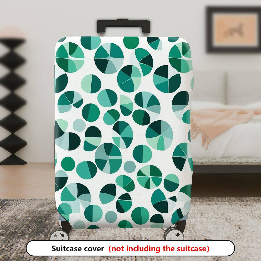 1-Piece Geometric Green Blue Circular Artistic Modern  Suitcase Luggage Cover, Stretch Protective Sleeve