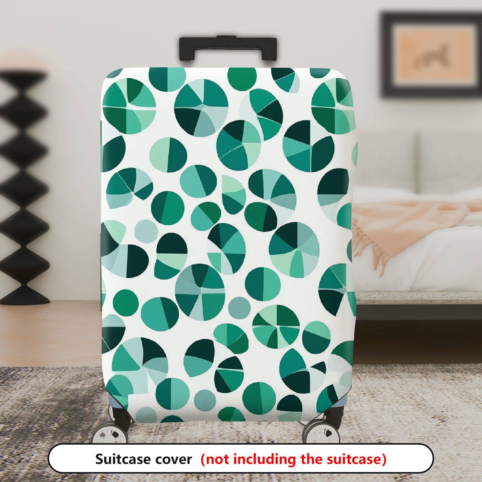 1-Piece Geometric Green Blue Circular Artistic Modern  Suitcase Luggage Cover, Stretch Protective Sleeve