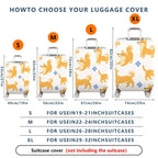 1-Piece Cute Dog Floral  Fun Colorful Whimsical  Suitcase Luggage Cover, Stretch Protective Sleeve