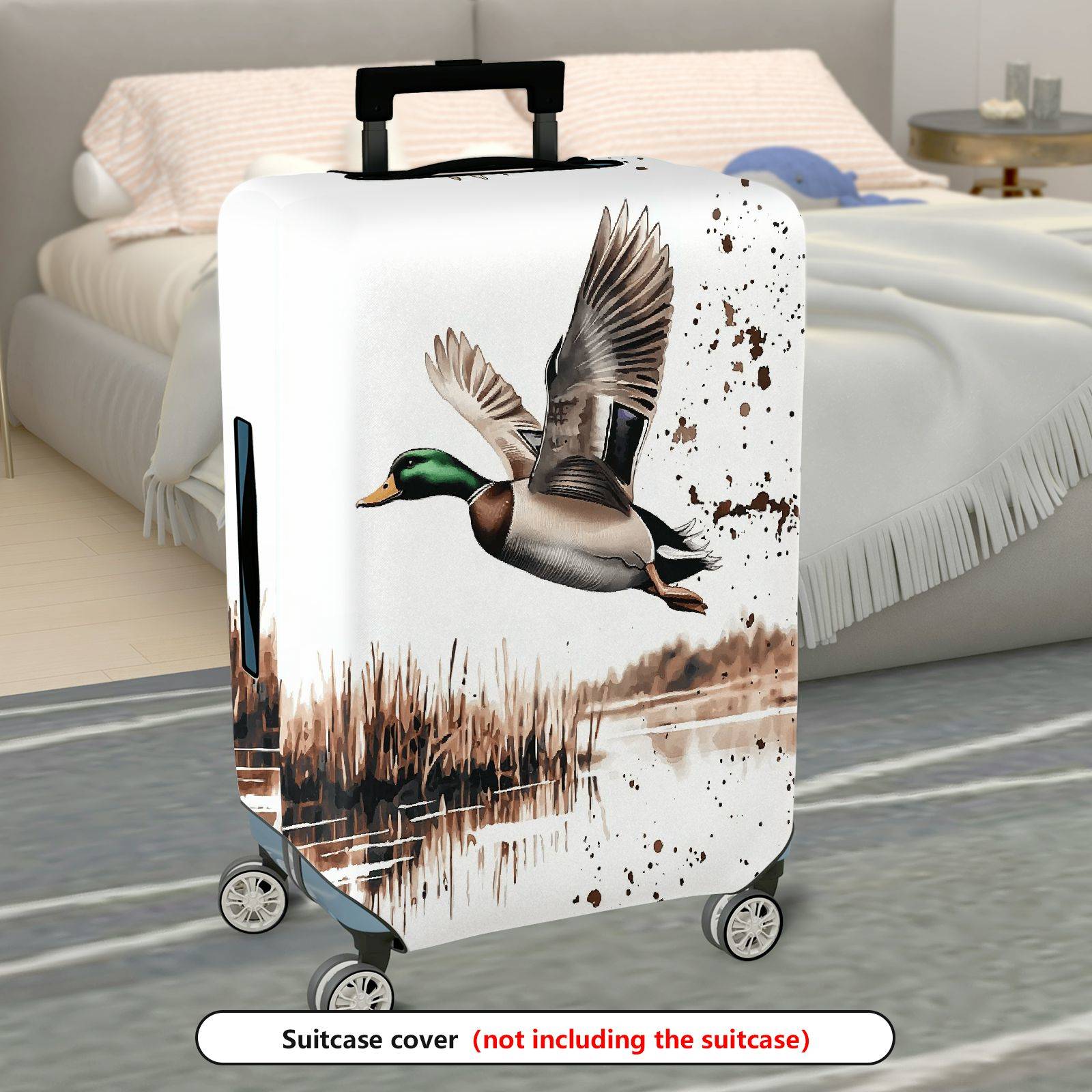 1-Piece Wild Duck Flying Nature Countryside Artistic  Suitcase Luggage Cover, Stretch Protective Sleeve