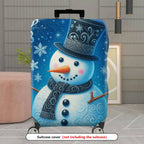 1-Piece Snowman Christmas Holiday Winter Snowflake  Suitcase Luggage Cover, Stretch Protective Sleeve