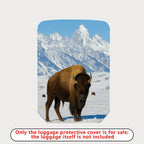 1-Piece Bison Mountain Snow Wildlife Nature Landscape  Suitcase Luggage Cover, Stretch Protective Sleeve
