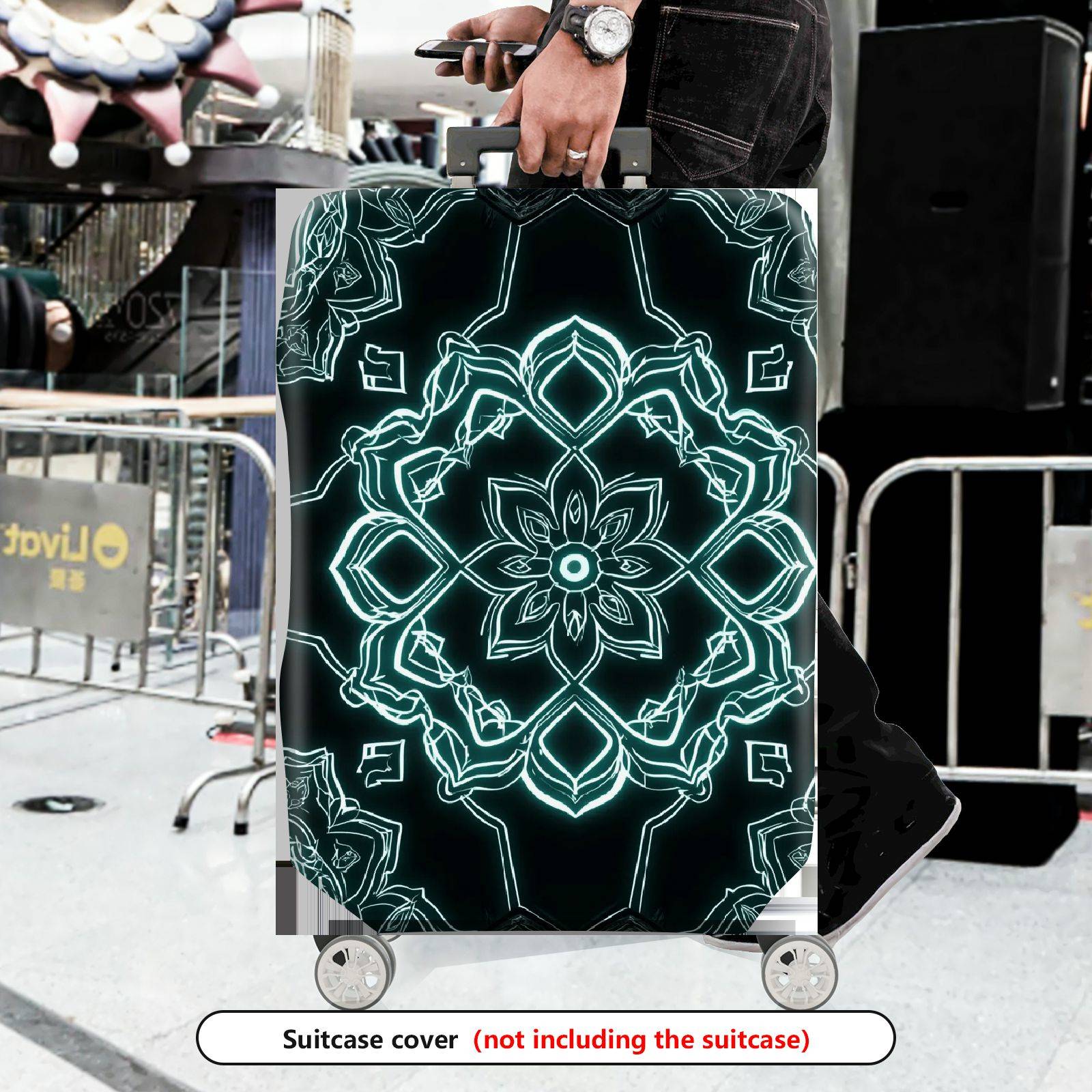1-Piece Floral Mandala Geometric Pattern  Art  Suitcase Luggage Cover, Stretch Protective Sleeve