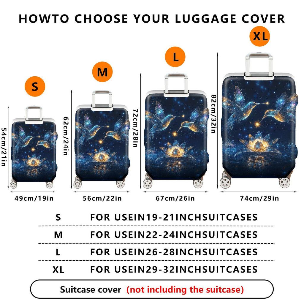 1-Piece Cosmic Hummingbird Starry Flower Universe Glitter  Suitcase Luggage Cover, Stretch Protective Sleeve