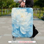 1-Piece Blue Floral Peony Bloom Soft Elegant Vintage Artistic  Suitcase Luggage Cover, Stretch Protective Sleeve