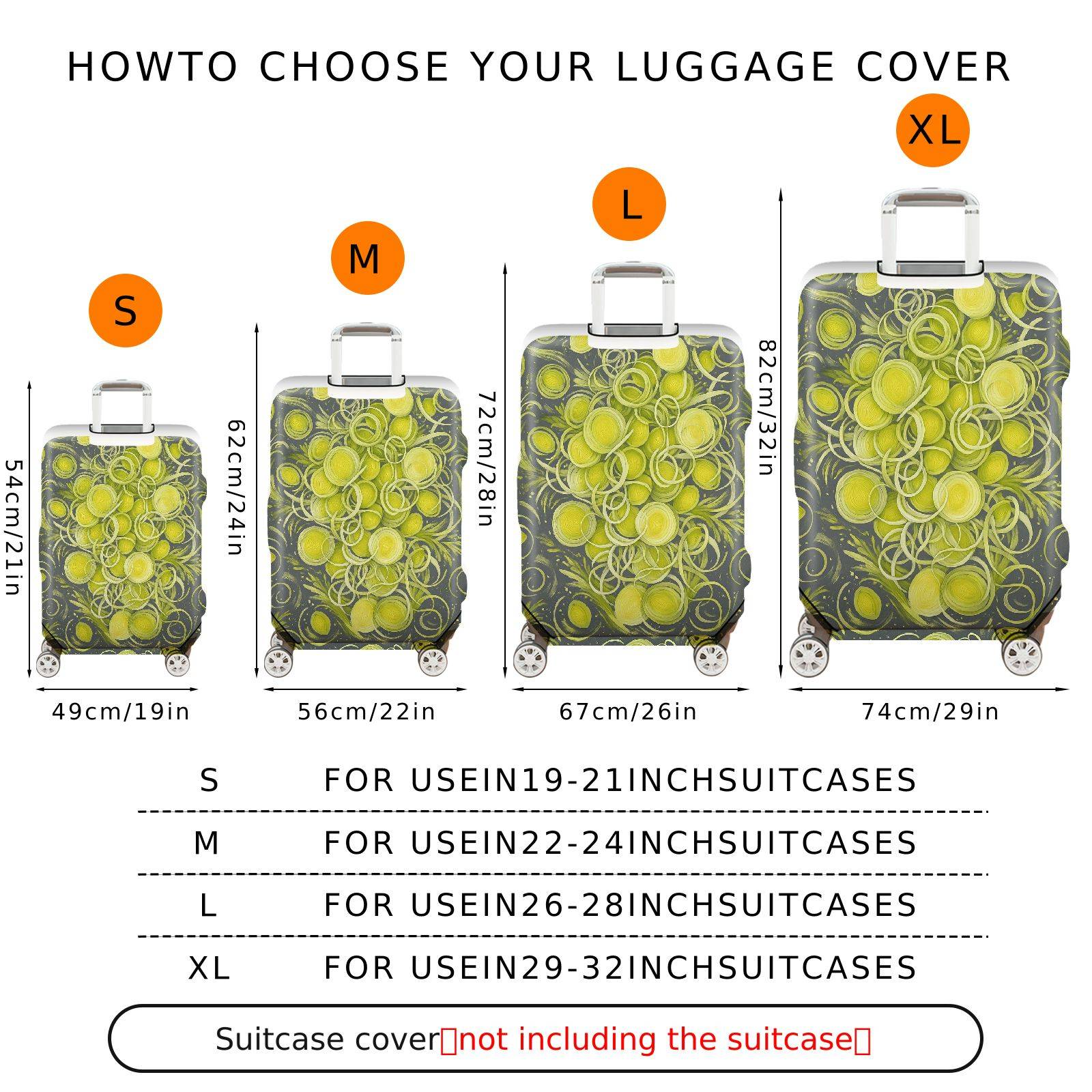 1-Piece Abstract Green Swirl Circle Artistic Unique Eye-catching  Suitcase Luggage Cover, Stretch Protective Sleeve