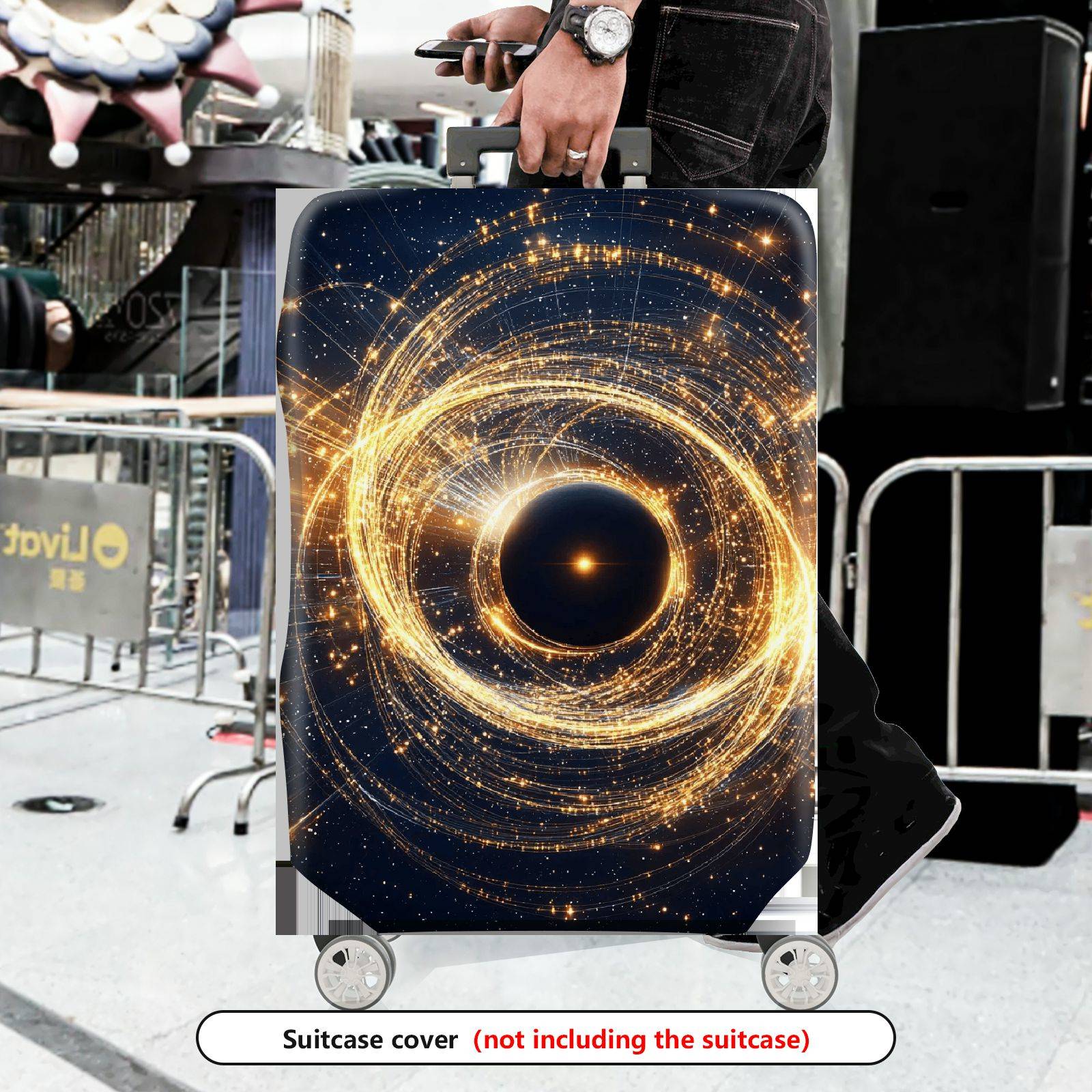 1-Piece Cosmic Galaxy Swirl Starry Circular Abstract  Suitcase Luggage Cover, Stretch Protective Sleeve