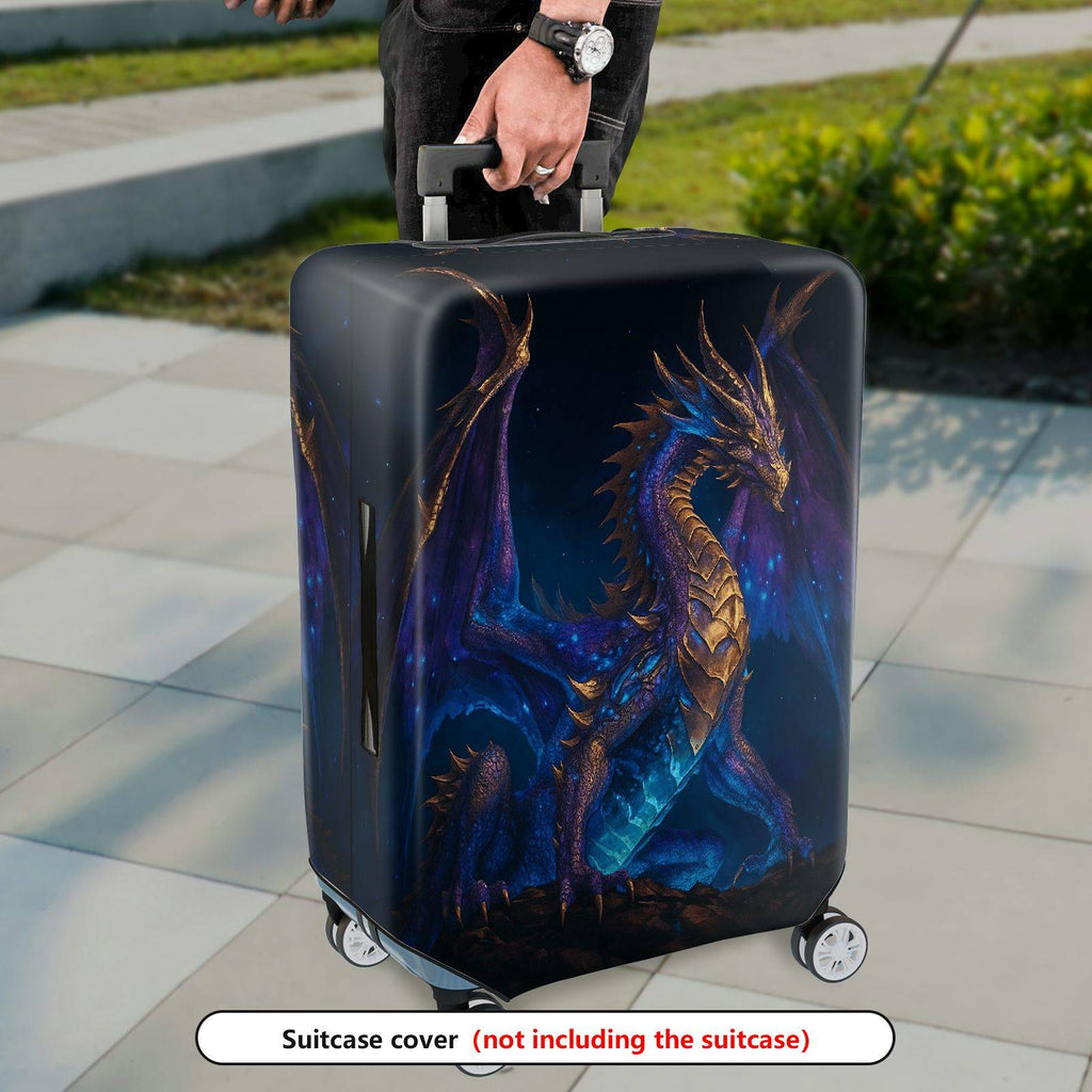 1-Piece Galaxy Dragon Fantasy Mythical Cosmic Starry  Suitcase Luggage Cover, Stretch Protective Sleeve
