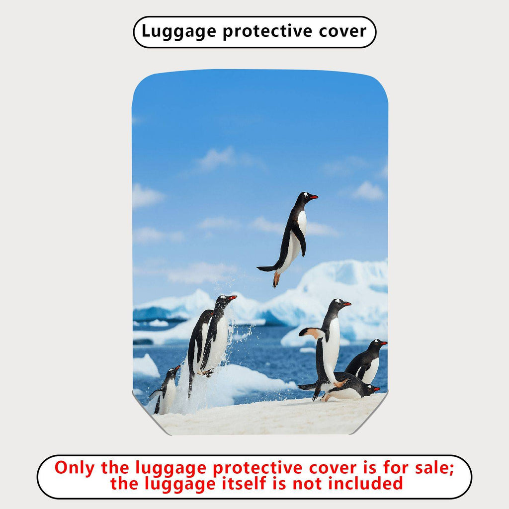 1-Piece Antarctic Penguin Ice Ocean Travel Adventure  Suitcase Luggage Cover, Stretch Protective Sleeve