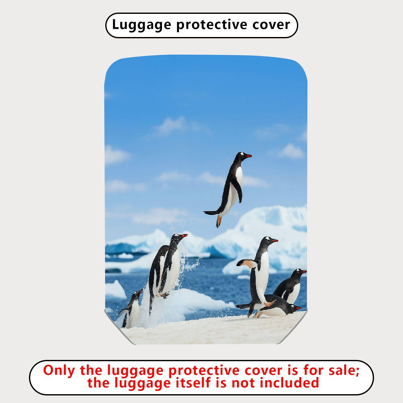 1-Piece Antarctic Penguin Ice Ocean Travel Adventure  Suitcase Luggage Cover, Stretch Protective Sleeve