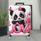 1-Piece Cute Panda Flower Love Butterfly Pink  Suitcase Luggage Cover, Stretch Protective Sleeve