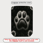 1-Piece Animal Paw Print Floral Black White  Suitcase Luggage Cover, Stretch Protective Sleeve