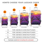 1-Piece Lavender Sunset Field Nature Art Landscape Scenery  Suitcase Luggage Cover, Stretch Protective Sleeve