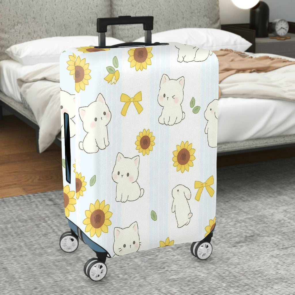 1-Piece Cute Cat Sunflower Bunny Bow Striped  Suitcase Luggage Cover, Stretch Protective Sleeve