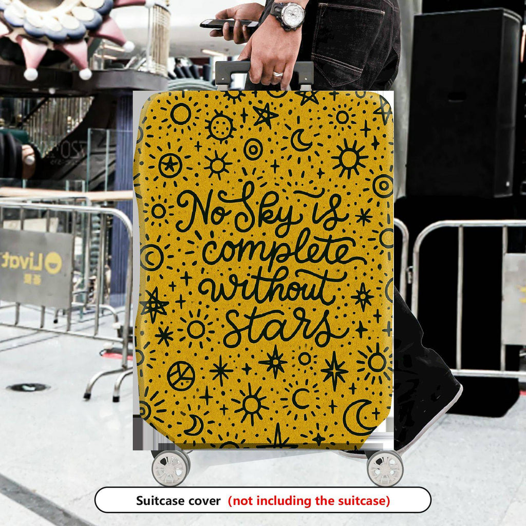 1-Piece Cosmic Starry Sky Text Inspirational Quote Artistic Yellow  Suitcase Luggage Cover, Stretch Protective Sleeve
