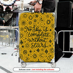 1-Piece Cosmic Starry Sky Text Inspirational Quote Artistic Yellow  Suitcase Luggage Cover, Stretch Protective Sleeve