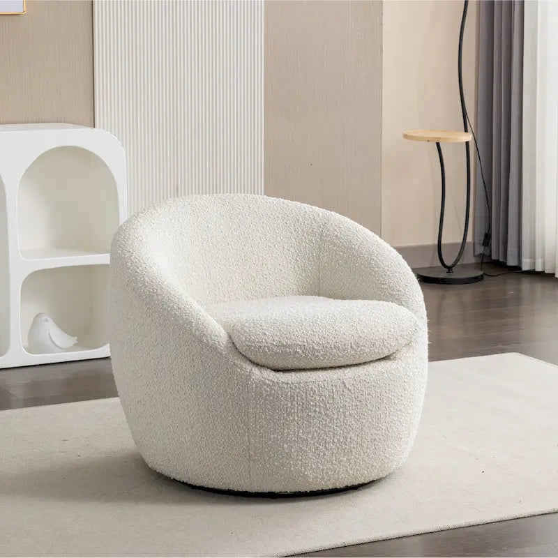 31 Boucle Upholstered Barrel Chair with Swivel Base