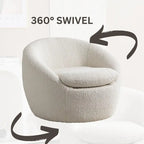 31 Boucle Upholstered Barrel Chair with Swivel Base