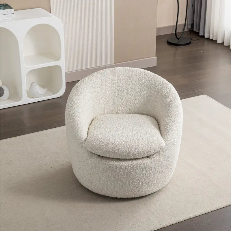 31 Boucle Upholstered Barrel Chair with Swivel Base