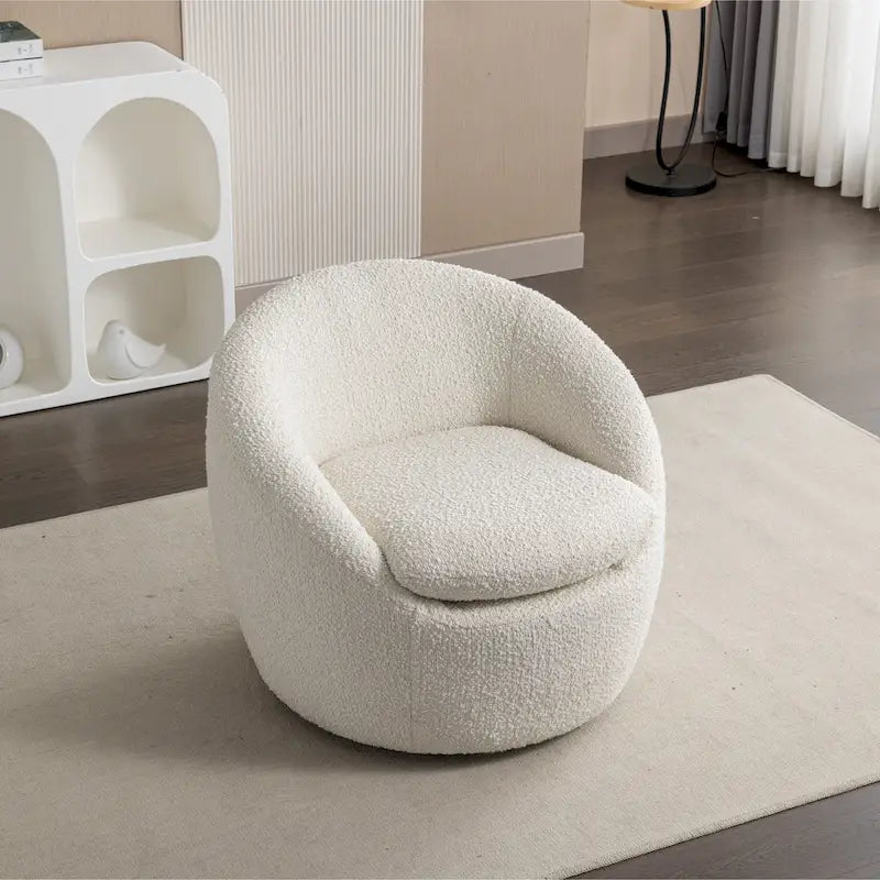 31 Boucle Upholstered Barrel Chair with Swivel Base