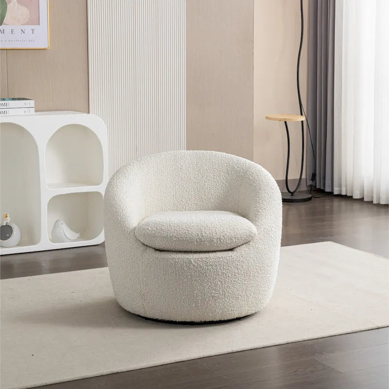 31 Boucle Upholstered Barrel Chair with Swivel Base