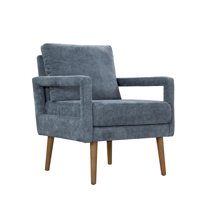 Blue 25.98 Chenille Upholstered Arm Chair with Soft Cushion