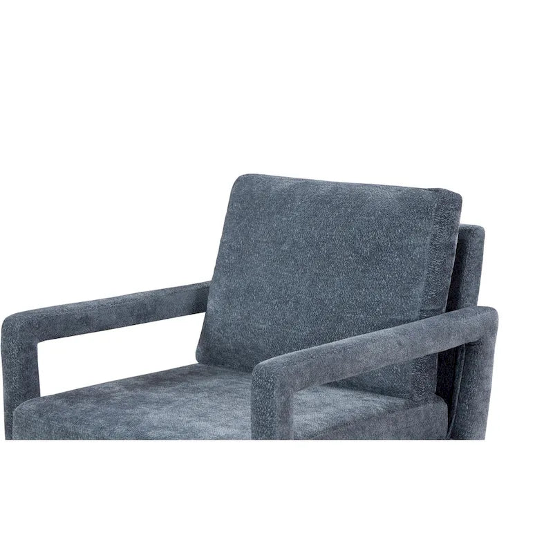 Blue 25.98 Chenille Upholstered Arm Chair with Soft Cushion