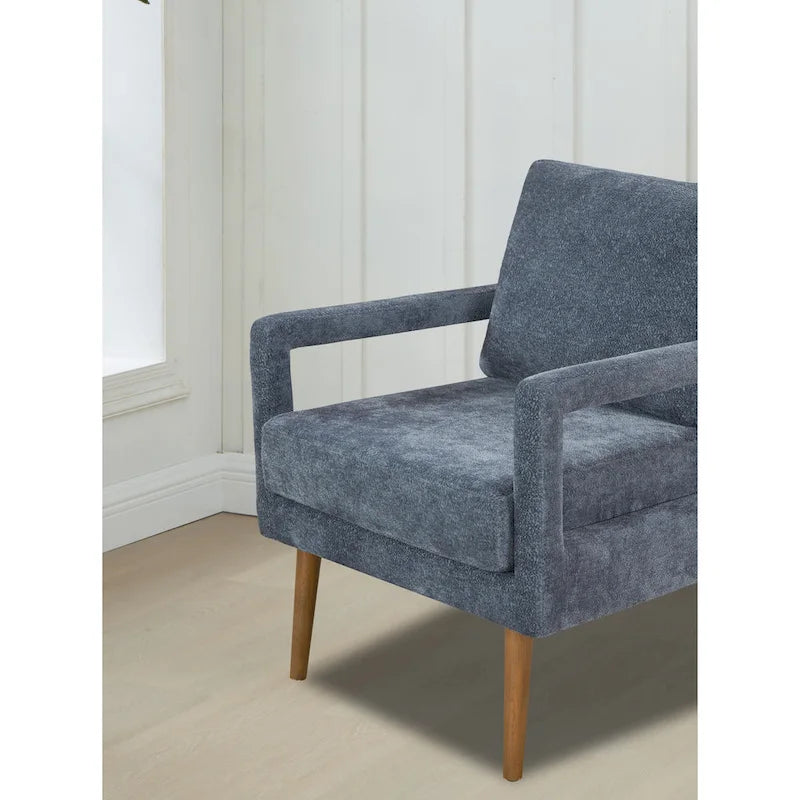 Blue 25.98 Chenille Upholstered Arm Chair with Soft Cushion