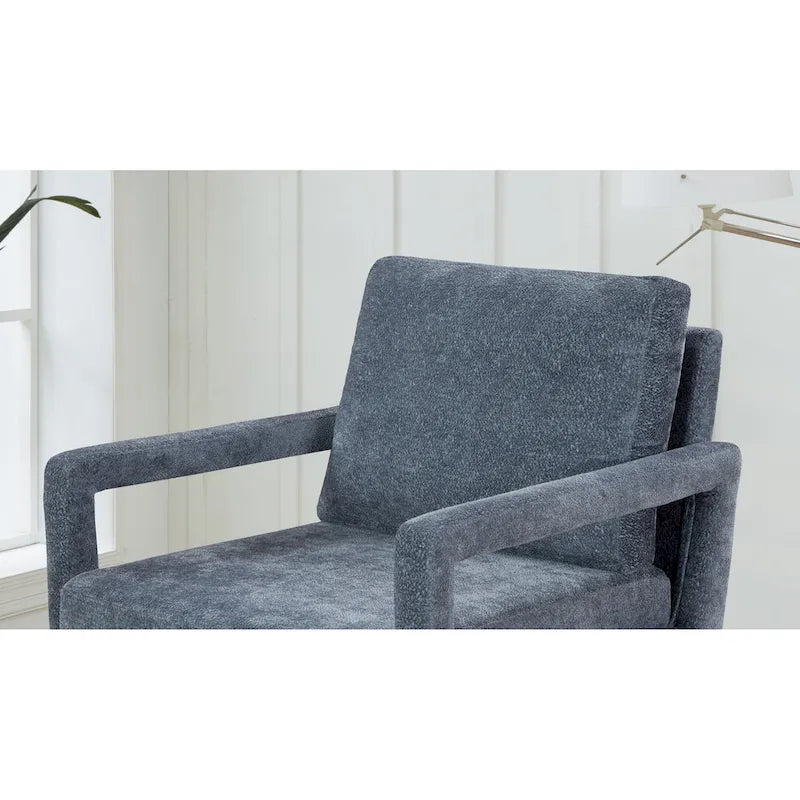 Blue 25.98 Chenille Upholstered Arm Chair with Soft Cushion