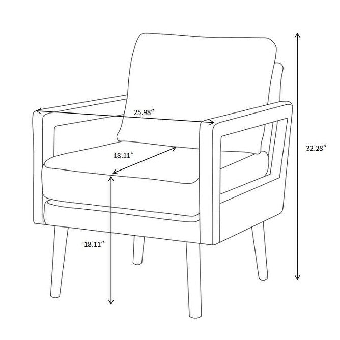 Blue 25.98 Chenille Upholstered Arm Chair with Soft Cushion