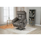 Gray Chenille Power Lift Recliner, Massage, Hidden Cup Holder