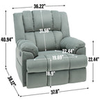 Oversized Swivel Rocker Recliner, Footrest, Pockets, Manual
