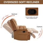 Oversized Swivel Rocker Recliner, Footrest, Pockets, Manual