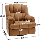 Oversized Swivel Rocker Recliner, Footrest, Pockets, Manual