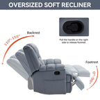 Oversized Swivel Rocker Recliner, Footrest, Pockets, Manual